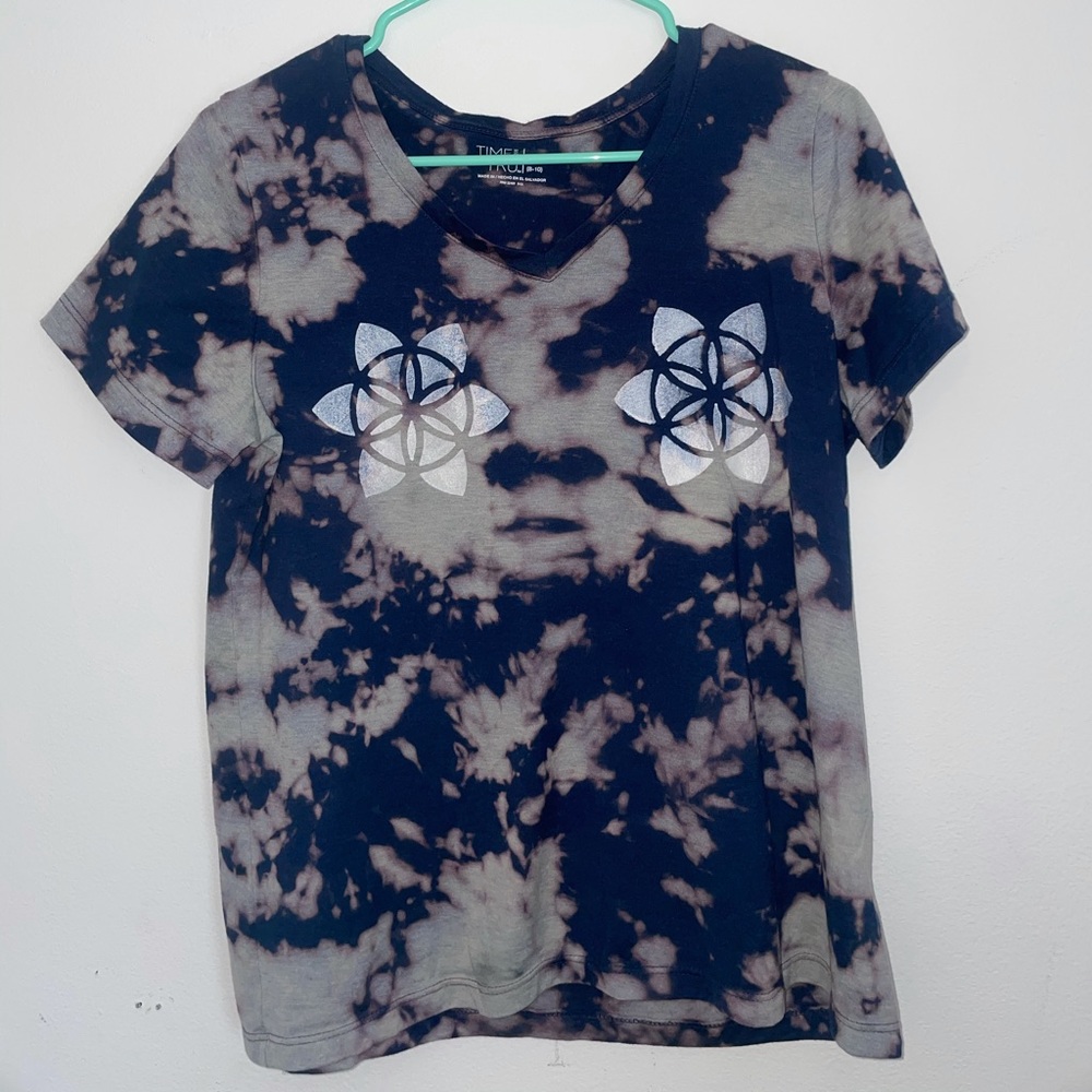 Seed of Life Acid Wash OOAK Vneck Geometry